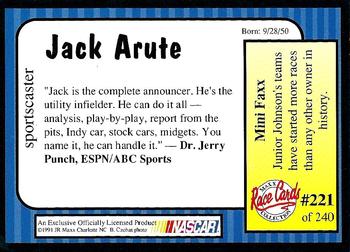 1991 Maxx #221 Jack Arute Back