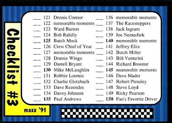 1991 Maxx #239 Checklist 121-180 Front