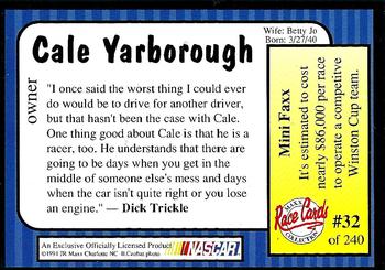 1991 Maxx #32 Cale Yarborough Back