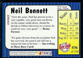 1991 Maxx #36 Neil Bonnett Back