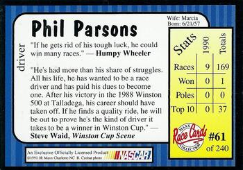 1991 Maxx #61 Phil Parsons Back