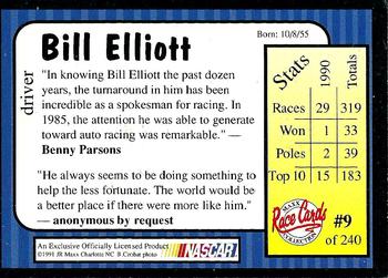 1991 Maxx #9 Bill Elliott Back