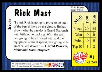 1991 Maxx Update #1 Rick Mast Back