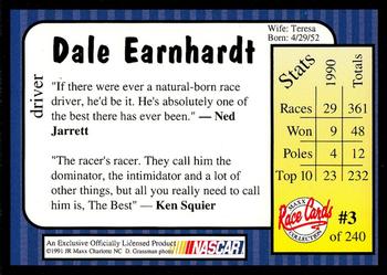 1991 Maxx Update #3 Dale Earnhardt Back