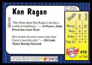 1991 Maxx Update #58 Ken Ragan Back