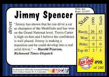 1991 Maxx Update #98 Jimmy Spencer Back