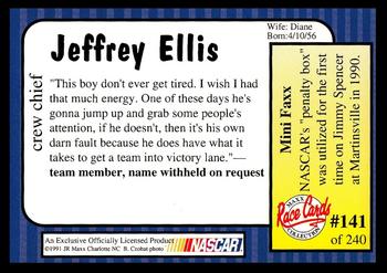 1991 Maxx Update #141 Jeffrey Ellis Back