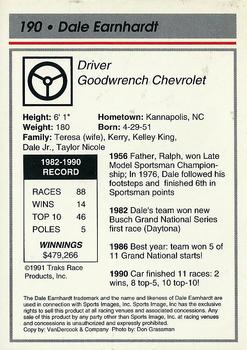 1991 Traks #190 Dale Earnhardt Back
