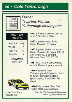 1991 Traks #66 Cale Yarborough Back