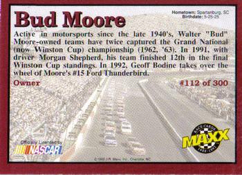 1992 Maxx (Red) #112 Bud Moore Back