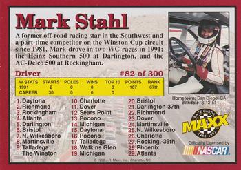 1992 Maxx (Red) #82 Mark Stahl Back