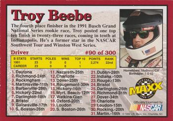1992 Maxx (Red) #90 Troy Beebe Back