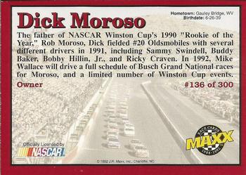 1992 Maxx (Red) #136 Dick Moroso Back