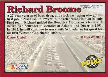 1992 Maxx (Red) #156 Richard Broome Back