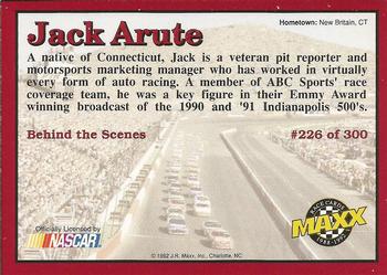 1992 Maxx (Red) #226 Jack Arute Back