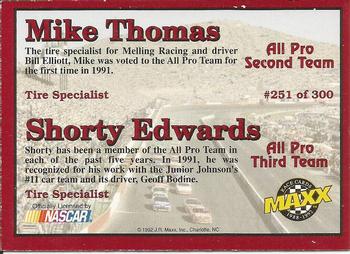 1992 Maxx (Red) #251 Mike Thomas/ Shorty Edwards Back