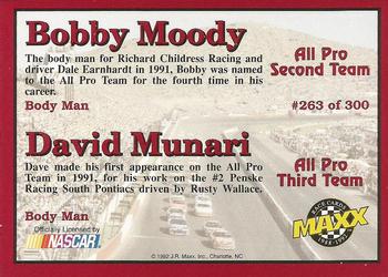 1992 Maxx (Red) #263 Bobby Moody / David Munari Back