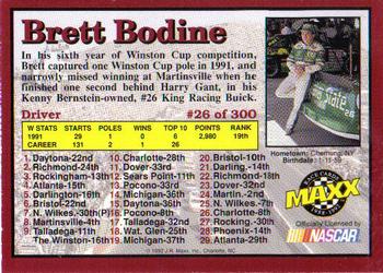 1992 Maxx (Red) #26 Brett Bodine Back