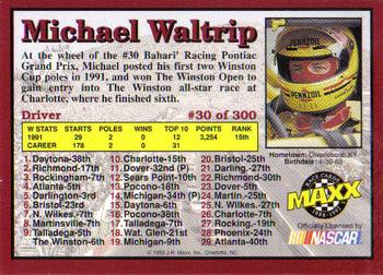 1992 Maxx (Red) #30 Michael Waltrip Back