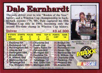 1992 Maxx (Red) #3 Dale Earnhardt Back