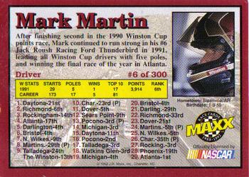 1992 Maxx (Red) #6 Mark Martin Back