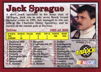 1992 Maxx (Red) #80 Jack Sprague Back