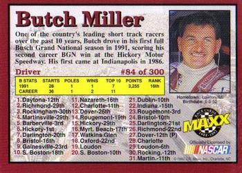 1992 Maxx (Red) #84 Butch Miller Back