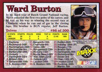 1992 Maxx (Red) #86 Ward Burton Back