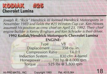 1993 Action Packed #18 Kodiak #25 Back
