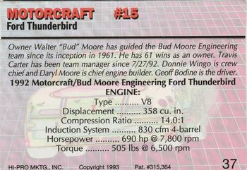 1993 Action Packed #37 Motorcraft #15 Back