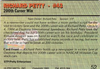1993 Action Packed #52 Richard Petty Back