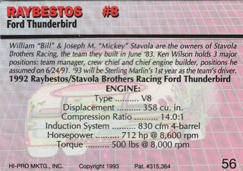 1993 Action Packed #56 Raybestos #8 Back