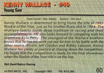 1993 Action Packed #60 Kenny Wallace Back