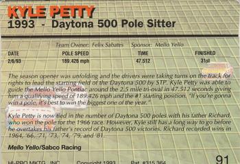 1993 Action Packed #91 Kyle Petty Back