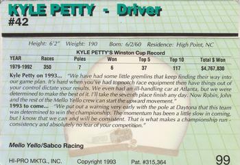 1993 Action Packed #99 Kyle Petty Back