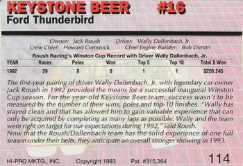 1993 Action Packed #114 Keystone Beer #16 Back