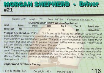 1993 Action Packed #116 Morgan Shepherd Back