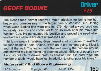 1993 Action Packed #169 Geoff Bodine Back