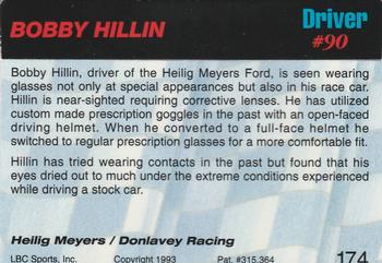 1993 Action Packed #174 Bobby Hillin Back