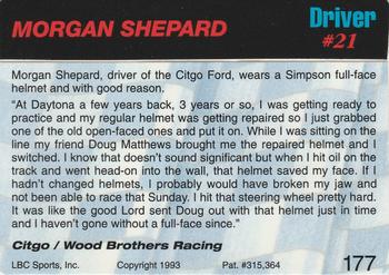1993 Action Packed #177 Morgan Shepherd Back