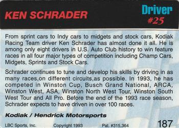 1993 Action Packed #187 Ken Schrader Back