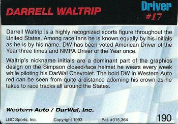 1993 Action Packed #190 Darrell Waltrip Back