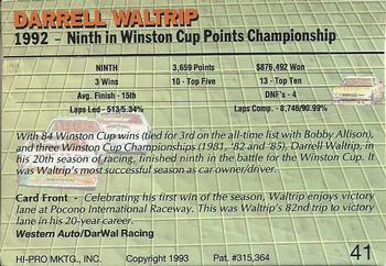 1993 Action Packed #41 Darrell Waltrip Back