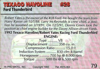 1993 Action Packed #79 Texaco Havoline #28 Back