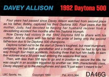 1993 Action Packed - 24K Gold #DA46G Davey Allison Back