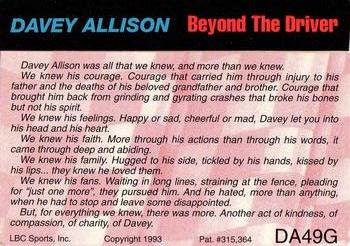 1993 Action Packed - 24K Gold #DA49G Davey Allison Back