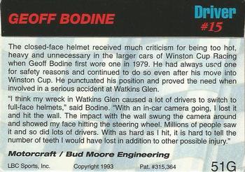 1993 Action Packed - 24K Gold #51G Geoff Bodine Back