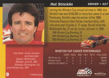 1993 Finish Line #9 Hut Stricklin Back
