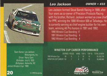 1993 Finish Line #20 Leo Jackson Back