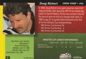 1993 Finish Line #26 Doug Richert Back